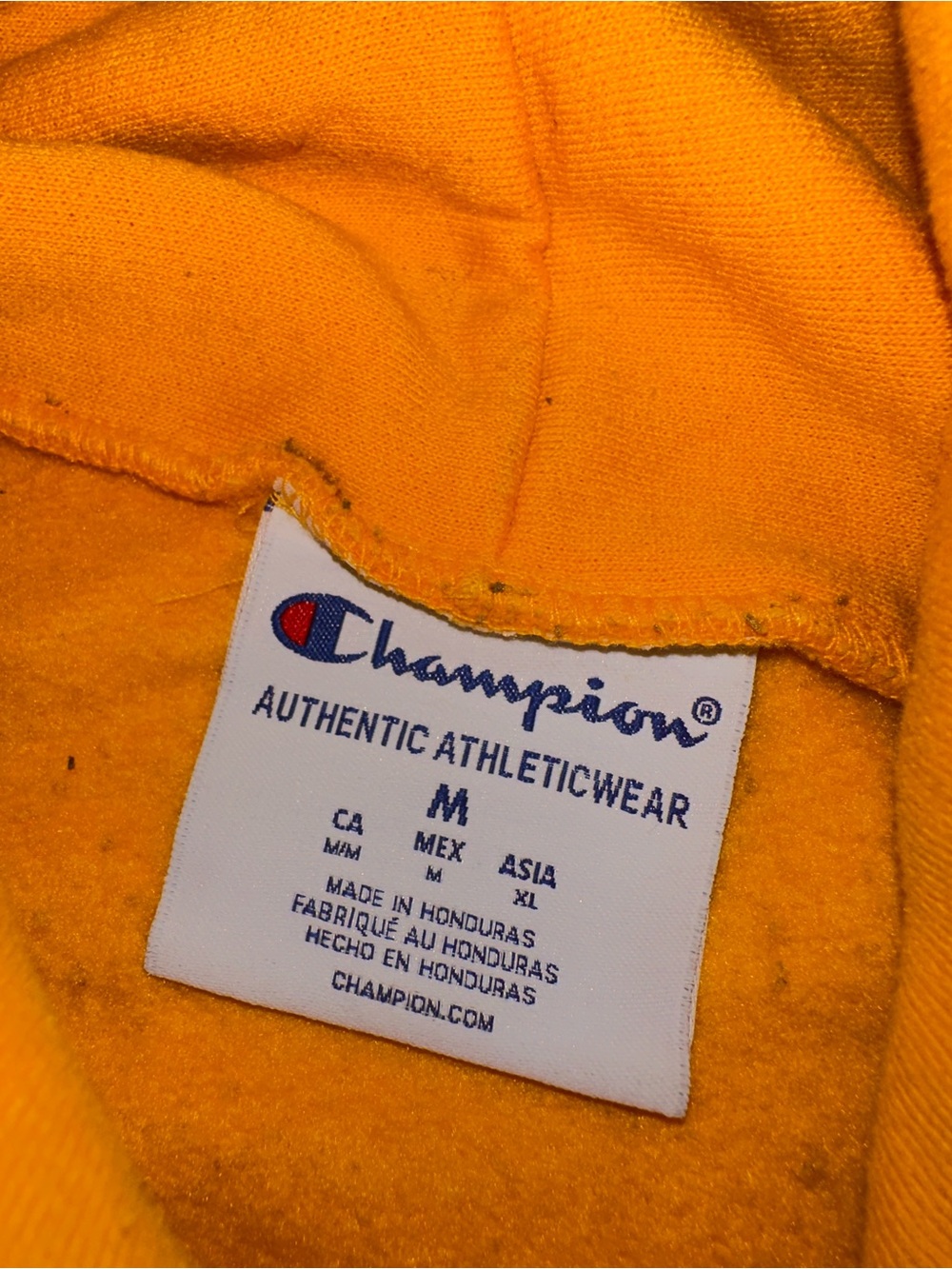 Champion Hooded Sweatshirt with Orange Fabric and White Tag